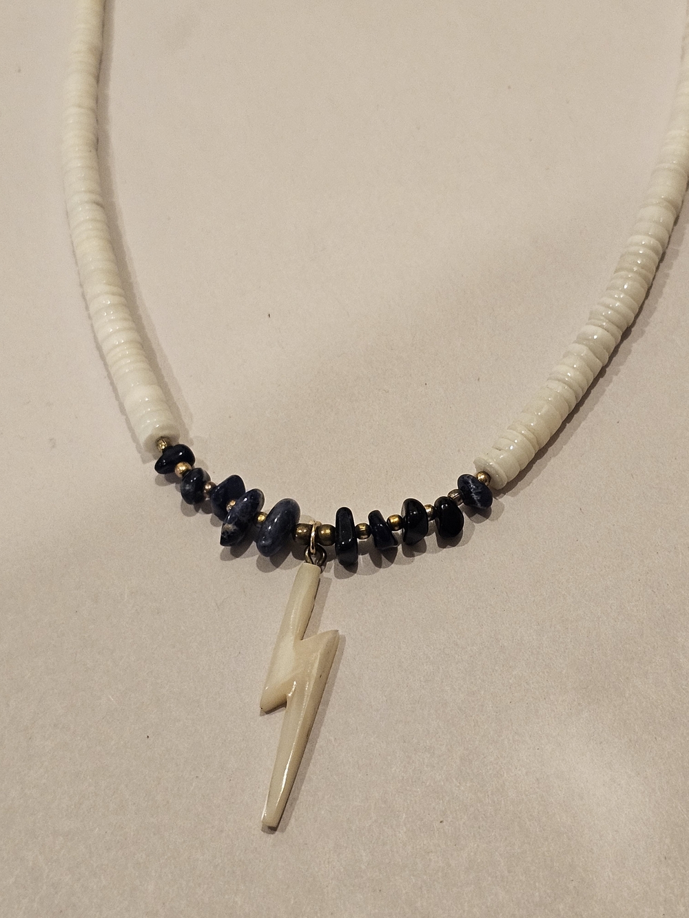 Boho Surfer Lightning Bolt Necklace – Mother of Pearl